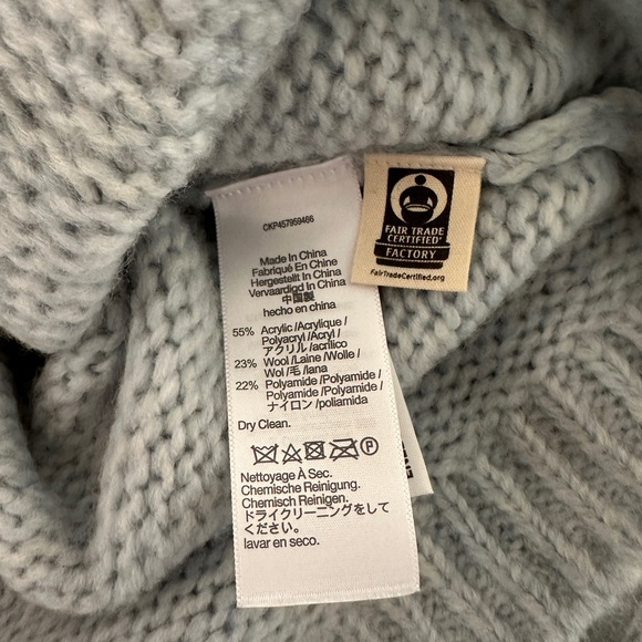 NWT Madewell Somervell Cable Turtleneck Sweater in Heather Iceberg - Picture 6 of 6